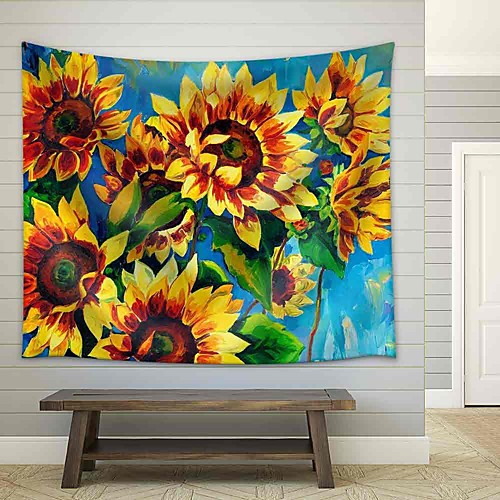 

Wall Tapestry Art Decor Blanket Curtain Picnic Tablecloth Hanging Home Bedroom Living Room Dorm Decoration Polyester Vintage Sunflower Beauty Views