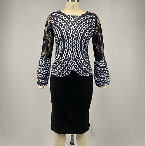 Women's Sheath Dress Knee Length Dress Black Long Sleeve Print Solid Color Embroidered Mesh Lace Spring Summer Round Neck Formal 2021 S M L XL XXL 3XL 4XL 5XL / Plus Size
Women's Sheath Dress Knee Length Dress Black Long Sleeve Print Solid Color Embroidered Mesh Lace Spring Summer Round Neck Formal 2021 S M L XL XXL 3XL 4XL 5XL / Plus Size