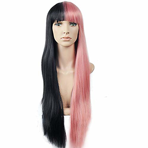 righton long half black half pink wig long straight two tone wig with bangs halloween costume party wig with wig cap
righton long half black half pink wig long straight two tone wig with bangs halloween costume party wig with wig cap