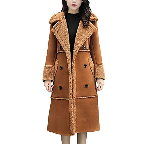 women's thick double breasted long suede shearling sherpa lined winter coat (medium, brown)
women's thick double breasted long suede shearling sherpa lined winter coat (medium, brown)
