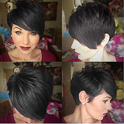 short black pixie cut hair natural synthetic wigs for black women heat resistant black wig women's fashion wig (long bangs)
short black pixie cut hair natural synthetic wigs for black women heat resistant black wig women's fashion wig (long bangs)