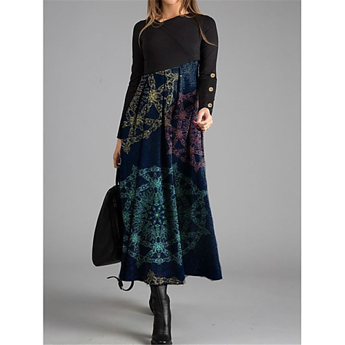Women's Sheath Dress Maxi long Dress Black Blue Long Sleeve Print Fall Winter V Neck Vintage Chinoiserie 2021 S M L XL XXL 3XL 
Women's Sheath Dress Maxi long Dress Black Blue Long Sleeve Print Fall Winter V Neck Vintage Chinoiserie 2021 S M L XL XXL 3XL