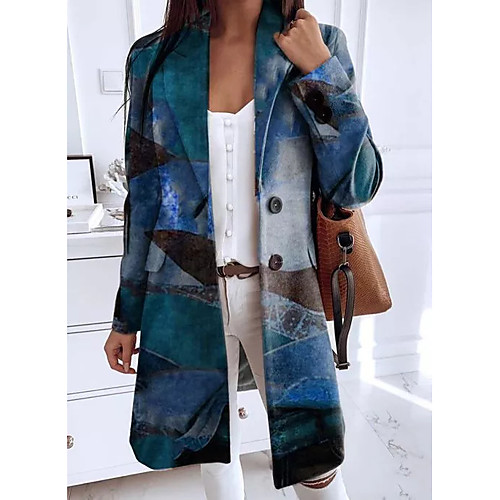 Women's Print Print Basic Fall & Winter Coat Long Daily Long Sleeve Cotton Blend Coat Tops Blue / Loose
Women's Print Print Basic Fall & Winter Coat Long Daily Long Sleeve Cotton Blend Coat Tops Blue / Loose