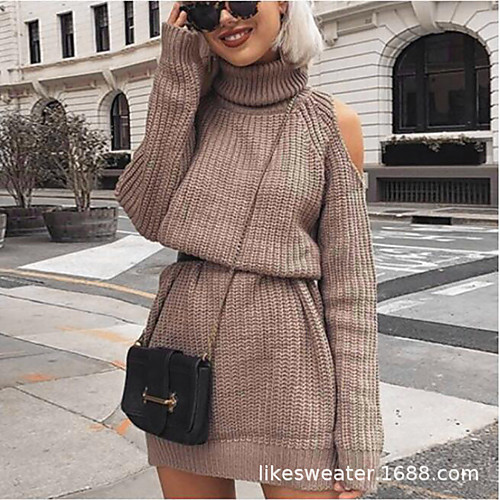 Women's Sweater Jumper Dress Short Mini Dress Black Blushing Pink Khaki Gray Long Sleeve Solid Color Lace up Fall Winter Turtleneck Casual 2021 S M L XL XXL
Women's Sweater Jumper Dress Short Mini Dress Black Blushing Pink Khaki Gray Long Sleeve Solid Color Lace up Fall Winter Turtleneck Casual 2021 S M L XL XXL