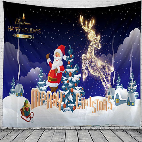 

Christmas Santa Claus Holiday Party Wall Tapestry Art Decor Blanket Curtain Picnic Tablecloth Hanging Home Bedroom Living Room Dorm Decoration Christmas Tree Santa Elk