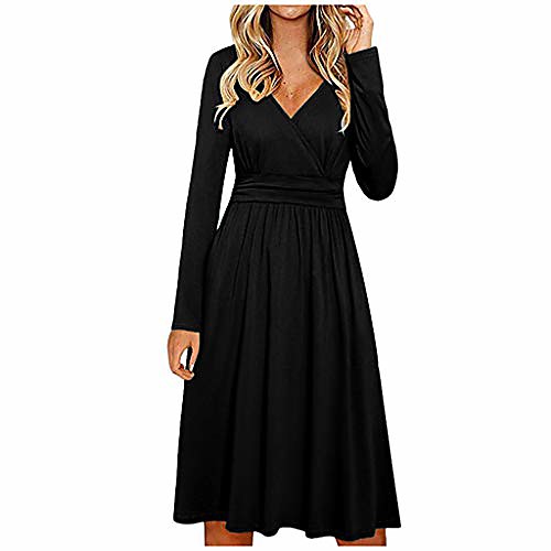 women's long sleeve v neck wrap waist casual party midi dress with pockets black
women's long sleeve v neck wrap waist casual party midi dress with pockets black