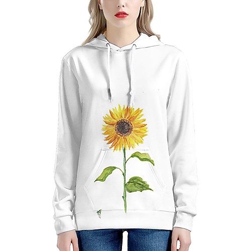 Women's Pullover Hoodie Sweatshirt Floral 3D Sunflower Oversized Front Pocket Daily Going out 3D Print Casual Cute Hoodies Sweatshirts White
Women's Pullover Hoodie Sweatshirt Floral 3D Sunflower Oversized Front Pocket Daily Going out 3D Print Casual Cute Hoodies Sweatshirts White
