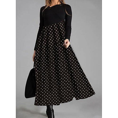 Women's Swing Dress Maxi long Dress Black Long Sleeve Polka Dot Striped Print Patchwork Print Fall Spring V Neck Elegant Casual 2021 M L XL XXL 3XL
Women's Swing Dress Maxi long Dress Black Long Sleeve Polka Dot Striped Print Patchwork Print Fall Spring V Neck Elegant Casual 2021 M L XL XXL 3XL