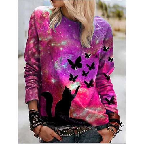 Women's Polo Galaxy Cat Butterfly Long Sleeve Print Round Neck Tops Basic Basic Top Blue Purple Red
Women's Polo Galaxy Cat Butterfly Long Sleeve Print Round Neck Tops Basic Basic Top Blue Purple Red