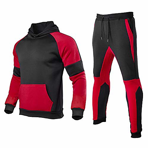 men track suits sets color block hoodie sweatshirt joggers sweatpants casual sportswear 2 piece sweatsuits (red, xl)
men track suits sets color block hoodie sweatshirt joggers sweatpants casual sportswear 2 piece sweatsuits (red, xl)