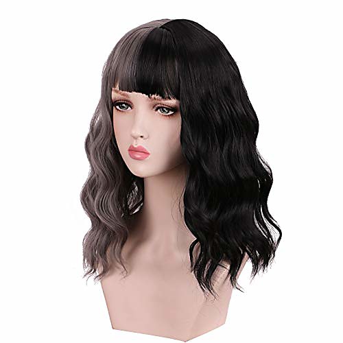 medium length half and half wig colored wigs for women wavy fashion (black gray)
medium length half and half wig colored wigs for women wavy fashion (black gray)