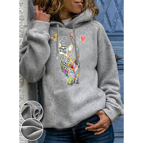 Women's Pullover Hoodie Sweatshirt Cartoon Cat Graphic Front Pocket Daily Basic Casual Hoodies Sweatshirts Gray
Women's Pullover Hoodie Sweatshirt Cartoon Cat Graphic Front Pocket Daily Basic Casual Hoodies Sweatshirts Gray