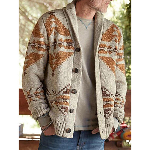 Men's Stylish Geometric Cardigan Long Sleeve Sweater Cardigans Shirt Collar Winter Khaki
Men's Stylish Geometric Cardigan Long Sleeve Sweater Cardigans Shirt Collar Winter Khaki