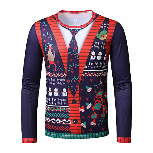 Men's Christmas T shirt 3D Print Graphic Long Sleeve Tops Streetwear Round Neck Navy Blue
Men's Christmas T shirt 3D Print Graphic Long Sleeve Tops Streetwear Round Neck Navy Blue