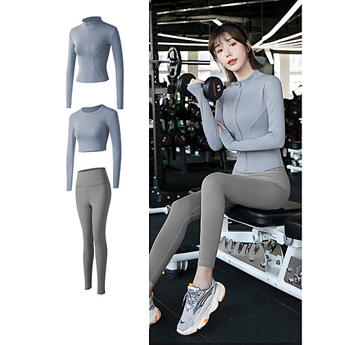 Women's 3-Piece Cropped Activewear Set Sports Bra with Tights Athletic Athleisure Long Sleeve 3pcs Winter Breathable Quick Dry Fitness Gym Workout Running Active Training Jogging Sportswear Solid
Women's 3-Piece Cropped Activewear Set Sports Bra with Tights Athletic Athleisure Long Sleeve 3pcs Winter Breathable Quick Dry Fitness Gym Workout Running Active Training Jogging Sportswear Solid