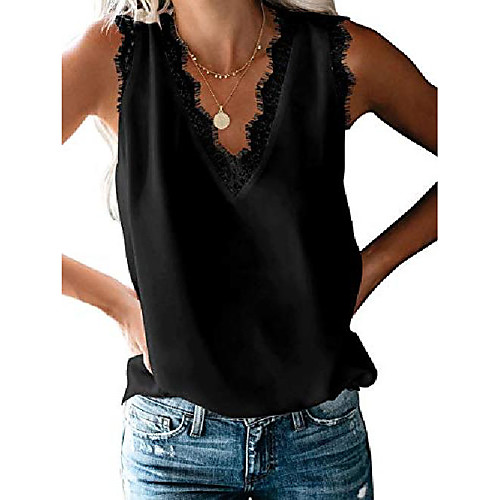 women's v neck lace trim tank tops casual summer loose fit sleeveless cami shirts blouses black
women's v neck lace trim tank tops casual summer loose fit sleeveless cami shirts blouses black
