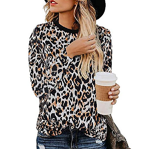 women's leopard print top long sleeves crew neck allover cheetah animal print t-shirt camel m
women's leopard print top long sleeves crew neck allover cheetah animal print t-shirt camel m