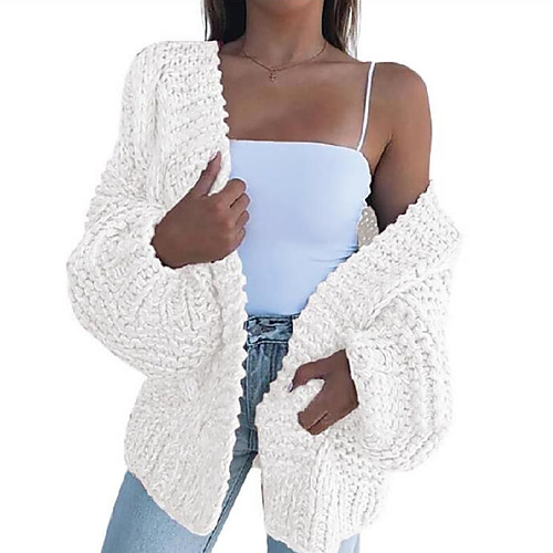 Women's Stylish Solid Color Cardigan Long Sleeve Sweater Cardigans Crew Neck Winter White Black Blushing Pink
Women's Stylish Solid Color Cardigan Long Sleeve Sweater Cardigans Crew Neck Winter White Black Blushing Pink