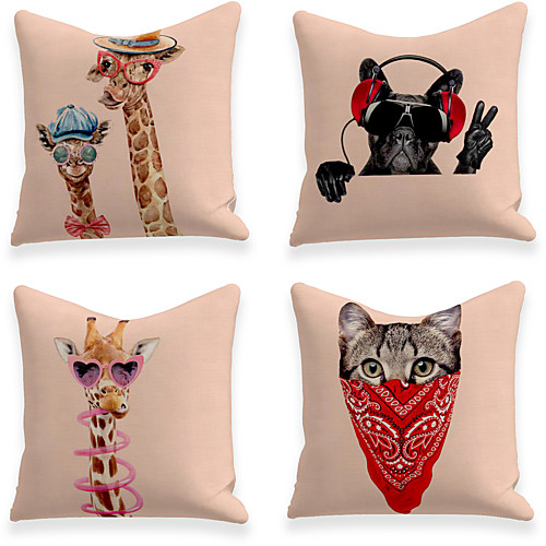 Cushion Cover 4PCS Linen Soft Decorative Square Throw Pillow Cover Cushion Case Pillowcase for Sofa Bedroom 45 x 45 cm (18 x 18 Inch) Superior Quality Mashine Washable Animal Fashion Giraffe Cat Dog
Cushion Cover 4PCS Linen Soft Decorative Square Throw Pillow Cover Cushion Case Pillowcase for Sofa Bedroom 45 x 45 cm (18 x 18 Inch) Superior Quality Mashine Washable Animal Fashion Giraffe Cat Dog