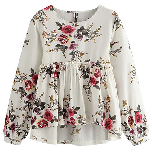 Women's Blouse Shirt Floral Long Sleeve Print Round Neck Tops Elegant Basic Top White Wine
Women's Blouse Shirt Floral Long Sleeve Print Round Neck Tops Elegant Basic Top White Wine