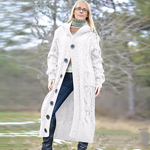 Women's Knitted Hooded Solid Color Cardigan Long Sleeve Sweater Cardigans Hooded Fall White Black Green
Women's Knitted Hooded Solid Color Cardigan Long Sleeve Sweater Cardigans Hooded Fall White Black Green