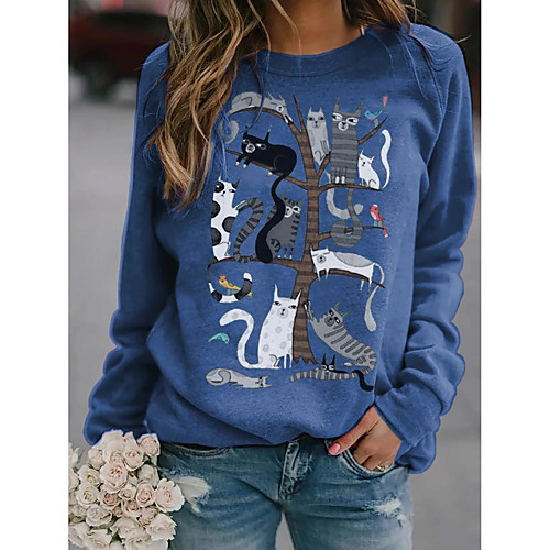 Women's Pullover Sweatshirt Cat Graphic Animal Daily Casual Hoodies Sweatshirts Blue Red Khaki
Women's Pullover Sweatshirt Cat Graphic Animal Daily Casual Hoodies Sweatshirts Blue Red Khaki