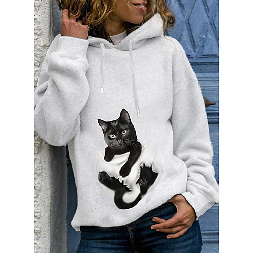 Women's Pullover Hoodie Sweatshirt 3D Cat Graphic Daily Casual Basic Hoodies Sweatshirts White
Women's Pullover Hoodie Sweatshirt 3D Cat Graphic Daily Casual Basic Hoodies Sweatshirts White