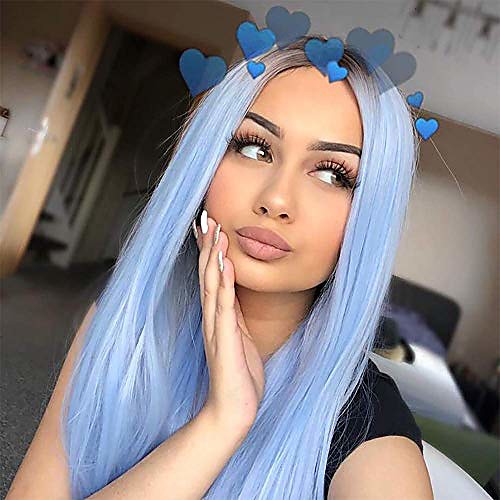 long straight ombre cosplay costume wig for woman light blue black roots full wigs long middle part wig (blue)
long straight ombre cosplay costume wig for woman light blue black roots full wigs long middle part wig (blue)