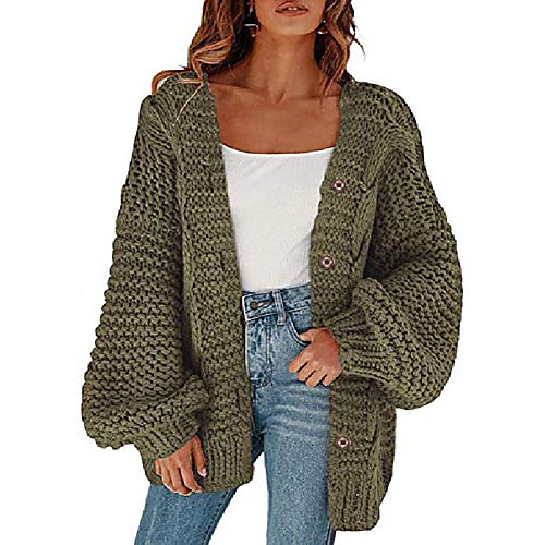 womens button down open front cardigans plus size oversized lantern sleeve chunky cable knit sweaters outwear coats army green
womens button down open front cardigans plus size oversized lantern sleeve chunky cable knit sweaters outwear coats army green