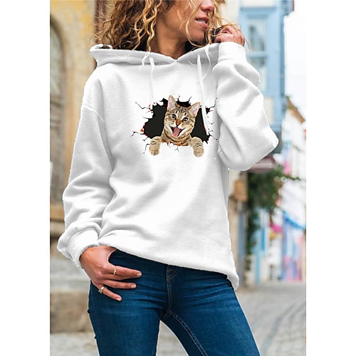 Women's Pullover Hoodie Sweatshirt Cat Graphic 3D Daily Basic Casual Hoodies Sweatshirts White
Women's Pullover Hoodie Sweatshirt Cat Graphic 3D Daily Basic Casual Hoodies Sweatshirts White