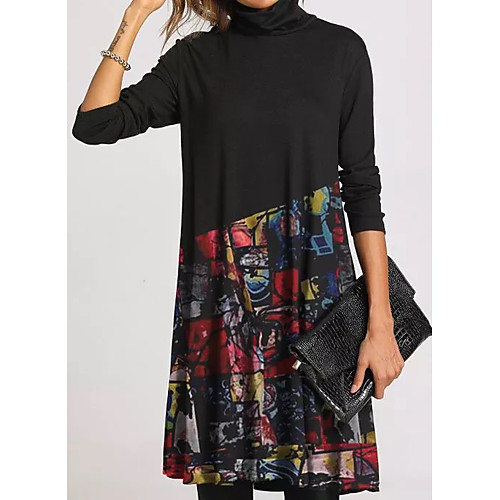Women's Shift Dress Knee Length Dress Black Long Sleeve Print Patchwork Print Fall Spring Round Neck Casual 2021 S M L XL XXL 3XL
Women's Shift Dress Knee Length Dress Black Long Sleeve Print Patchwork Print Fall Spring Round Neck Casual 2021 S M L XL XXL 3XL