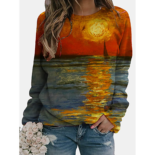 Women's Blouse Shirt Scenery Long Sleeve Print Round Neck Tops Basic Basic Top Blue Green
Women's Blouse Shirt Scenery Long Sleeve Print Round Neck Tops Basic Basic Top Blue Green