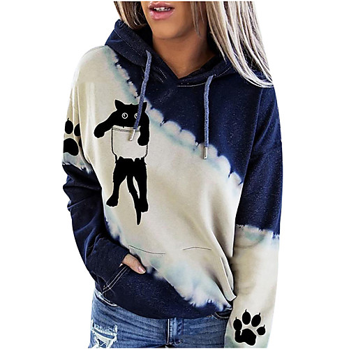 Women's Pullover Hoodie Sweatshirt Cat Graphic Tie Dye Front Pocket Daily Going out Casual Streetwear Hoodies Sweatshirts Loose Blue
Women's Pullover Hoodie Sweatshirt Cat Graphic Tie Dye Front Pocket Daily Going out Casual Streetwear Hoodies Sweatshirts Loose Blue