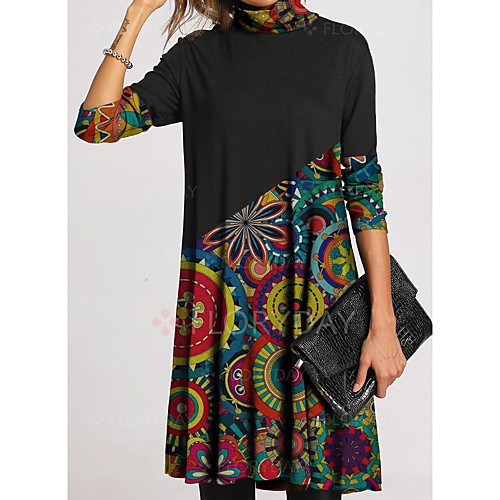 Women's Shift Dress Knee Length Dress Black Long Sleeve Print Patchwork Print Fall Spring Casual 2021 S M L XL XXL 3XL
Women's Shift Dress Knee Length Dress Black Long Sleeve Print Patchwork Print Fall Spring Casual 2021 S M L XL XXL 3XL