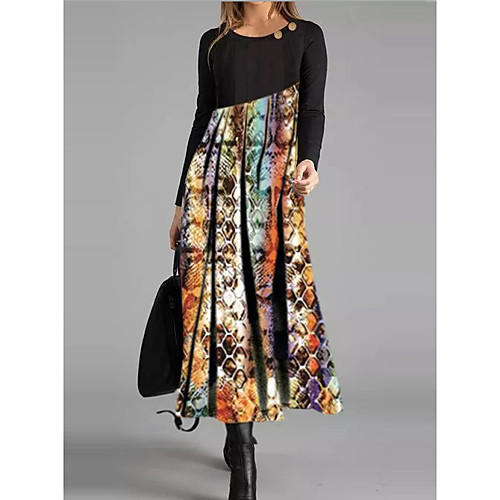 Women's Shift Dress Midi Dress Black Long Sleeve Print Button Print Fall Spring Round Neck Casual 2021 M L XL XXL 3XL
Women's Shift Dress Midi Dress Black Long Sleeve Print Button Print Fall Spring Round Neck Casual 2021 M L XL XXL 3XL