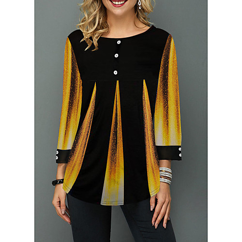 Women's Blouse Shirt Color Block Long Sleeve Print Round Neck Tops Basic Top Blue Purple Yellow
Women's Blouse Shirt Color Block Long Sleeve Print Round Neck Tops Basic Top Blue Purple Yellow