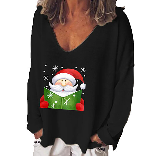Women's Christmas T shirt Graphic Prints Long Sleeve Print V Neck Tops Christmas Basic Top White Black Blue
Women's Christmas T shirt Graphic Prints Long Sleeve Print V Neck Tops Christmas Basic Top White Black Blue