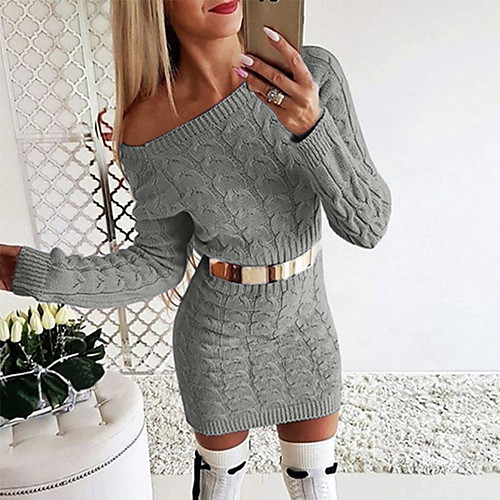 Women's Sweater Jumper Dress Short Mini Dress White Black Blushing Pink Gray Long Sleeve Solid Color Fall Off Shoulder Sexy 2021 S M L XL
Women's Sweater Jumper Dress Short Mini Dress White Black Blushing Pink Gray Long Sleeve Solid Color Fall Off Shoulder Sexy 2021 S M L XL