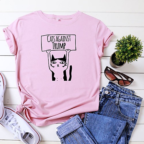 Women's T shirt Cat Graphic Text Print Round Neck Tops 100% Cotton Basic Basic Top White Blue Yellow
Women's T shirt Cat Graphic Text Print Round Neck Tops 100% Cotton Basic Basic Top White Blue Yellow