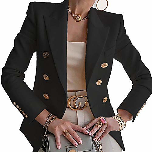 women's notched lapel double breasted blazer suit long sleeve buttons casual work office jacket black
women's notched lapel double breasted blazer suit long sleeve buttons casual work office jacket black