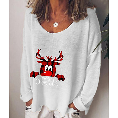 Women's Christmas T shirt Cartoon Graphic Letter Long Sleeve Print V Neck Tops Basic Basic Top White Black Blue
Women's Christmas T shirt Cartoon Graphic Letter Long Sleeve Print V Neck Tops Basic Basic Top White Black Blue