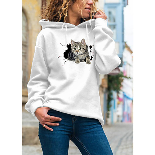 Women's Pullover Hoodie Sweatshirt Cat Graphic 3D Daily Basic Casual Hoodies Sweatshirts White
Women's Pullover Hoodie Sweatshirt Cat Graphic 3D Daily Basic Casual Hoodies Sweatshirts White