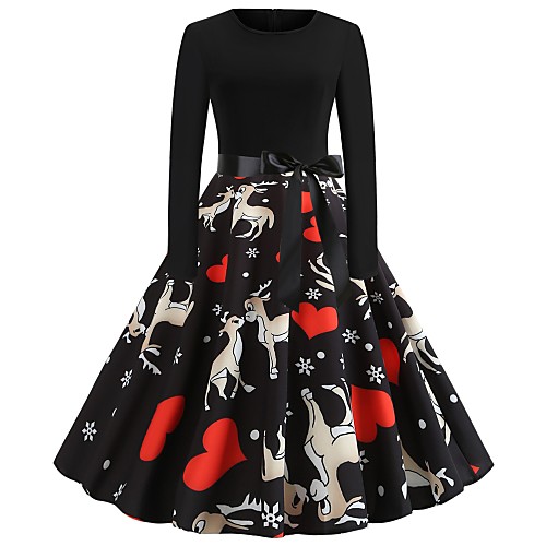 Women's A Line Dress Knee Length Dress Black Long Sleeve Print Patchwork Print Fall Winter Round Neck Casual 2021 S M L XL XXL
Women's A Line Dress Knee Length Dress Black Long Sleeve Print Patchwork Print Fall Winter Round Neck Casual 2021 S M L XL XXL