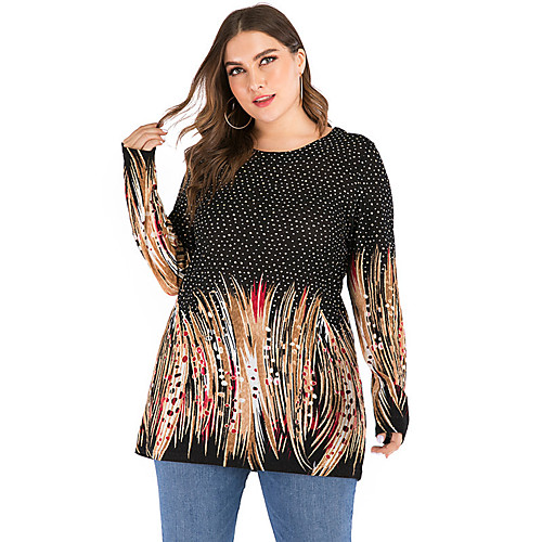Women's Plus Size Blouse Shirt Polka Dot Long Sleeve Sequins Print Round Neck Tops Elegant Basic Top Black
Women's Plus Size Blouse Shirt Polka Dot Long Sleeve Sequins Print Round Neck Tops Elegant Basic Top Black