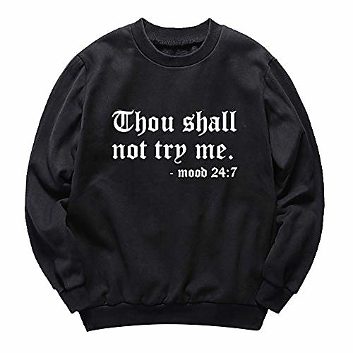 women graphic cute sweaters - thou shall not try me - autumn letter print funny pullover teen girls sweatshirts (black, xxl)
women graphic cute sweaters - thou shall not try me - autumn letter print funny pullover teen girls sweatshirts (black, xxl)