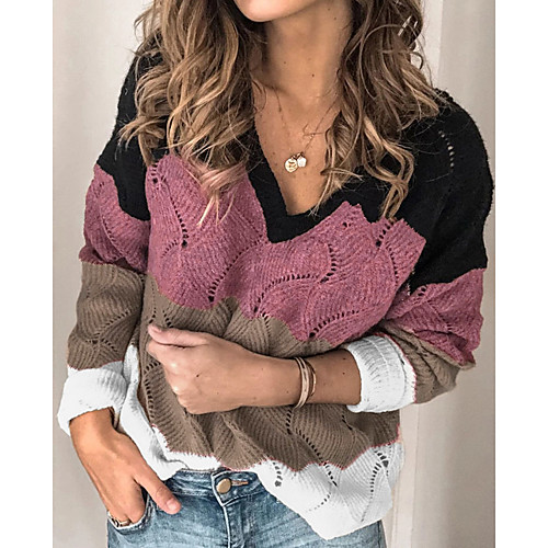 Women's Hollow Out Color Block Pullover Long Sleeve Sweater Cardigans V Neck Fall Winter Purple Blushing Pink Orange
Women's Hollow Out Color Block Pullover Long Sleeve Sweater Cardigans V Neck Fall Winter Purple Blushing Pink Orange