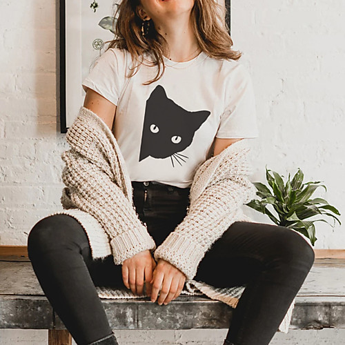 Women's T shirt Cat Graphic Print Round Neck Tops 100% Cotton Basic Basic Top Wine Red White 2 Pink 2
Women's T shirt Cat Graphic Print Round Neck Tops 100% Cotton Basic Basic Top Wine Red White 2 Pink 2