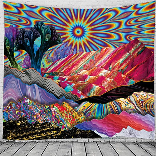 

Psychedelic Abstract Wall Tapestry Art Decor Blanket Curtain Hanging Home Bedroom Living Room Decoration Polyester Hippie Trippy Mountain Landscape Sun Forest