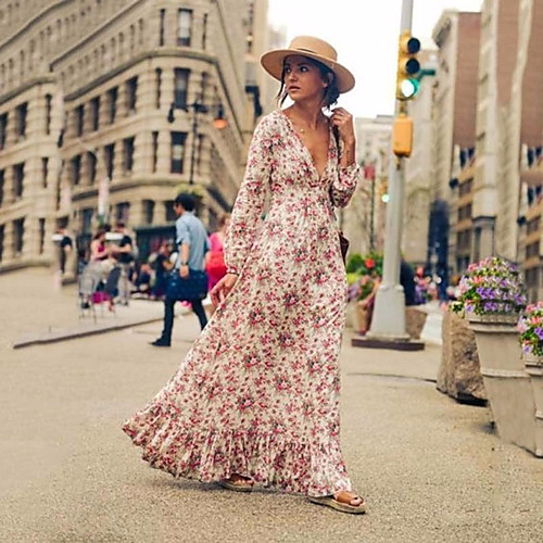 Women's Swing Dress Maxi long Dress Beige Long Sleeve Print Patchwork Print Summer V Neck Boho Lantern Sleeve 2021 S M L XL XXL
Women's Swing Dress Maxi long Dress Beige Long Sleeve Print Patchwork Print Summer V Neck Boho Lantern Sleeve 2021 S M L XL XXL