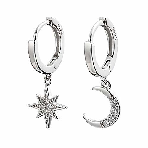 crystal star moon hoop earrings sterling silver star drop earrings for women teen girls (silver)
crystal star moon hoop earrings sterling silver star drop earrings for women teen girls (silver)